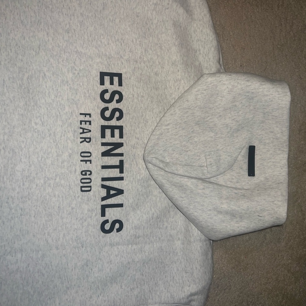 Grey Oatmeal Essentials Fear of God Hoodie Medium